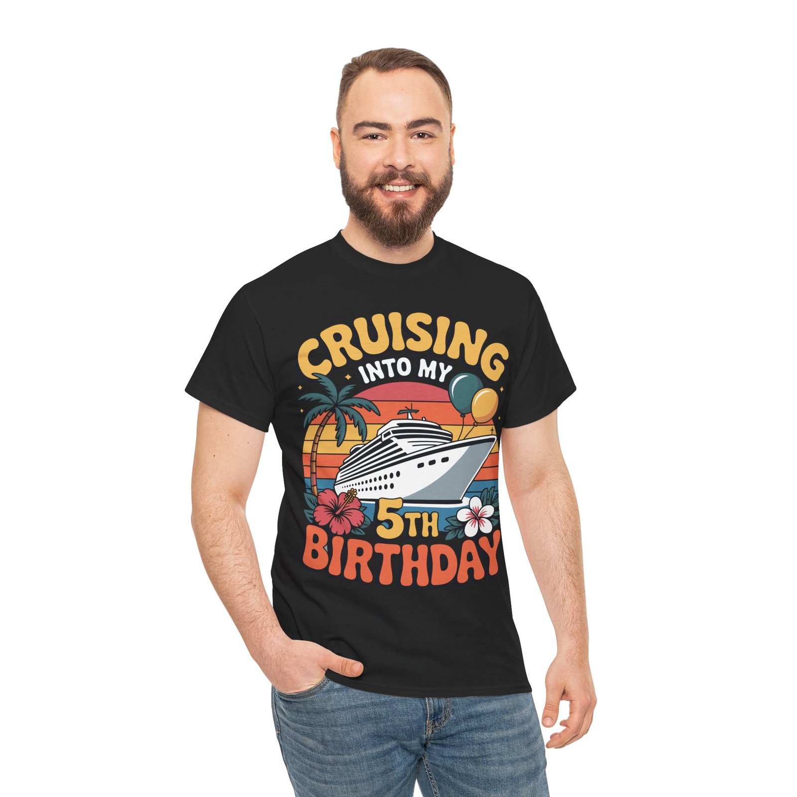 5th Birthday Cruise Shirt | Cruising Into My 5th Birthday Tee 4 5th Birthday Cruise Shirt | Cruising Into My 5th Birthday Tee - Image 4