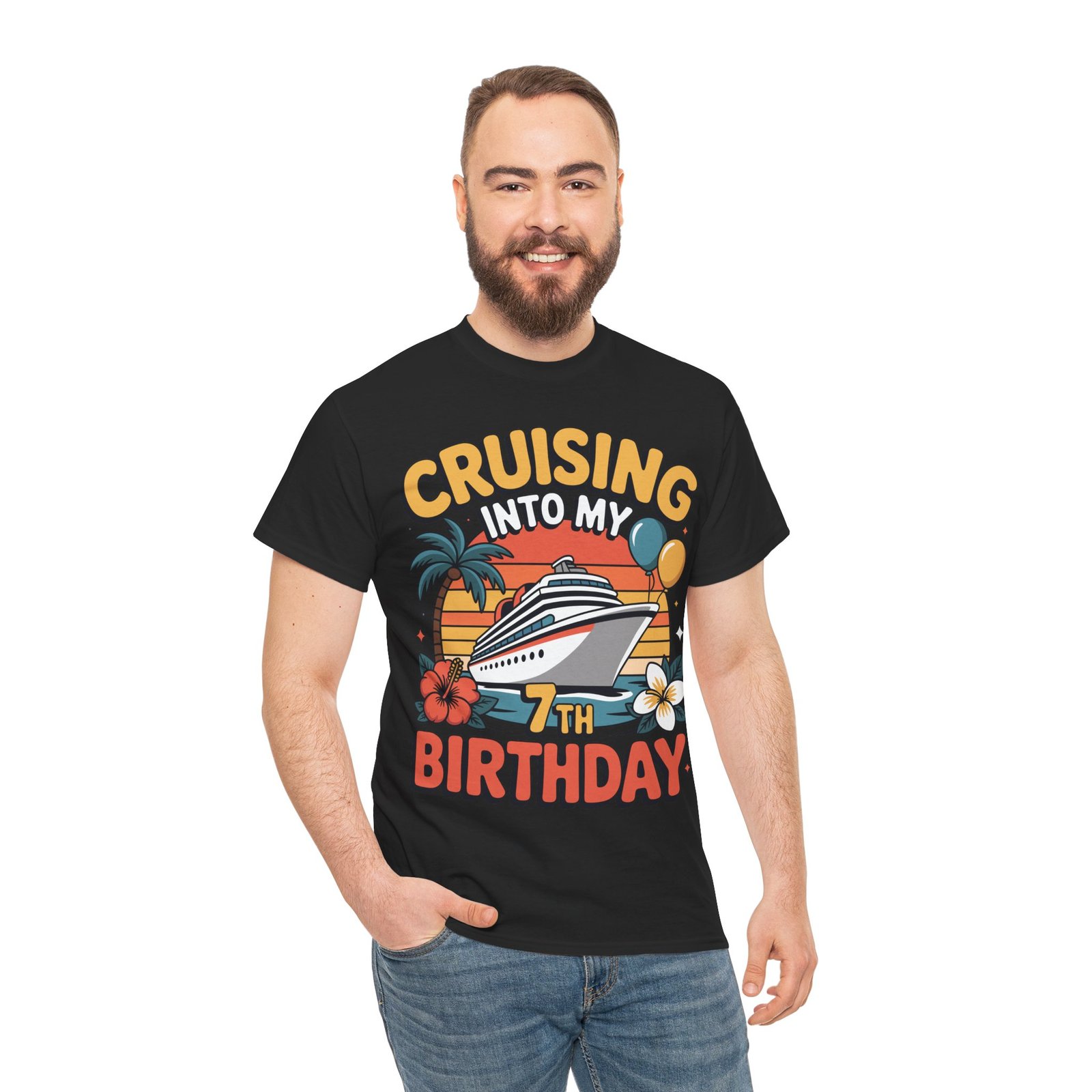 7th Birthday Cruise Shirt – Fun & Adorable Cruising Into My 7th Birthday Tee 4 7th Birthday Cruise Shirt – Fun & Adorable Cruising Into My 7th Birthday Tee - Image 4