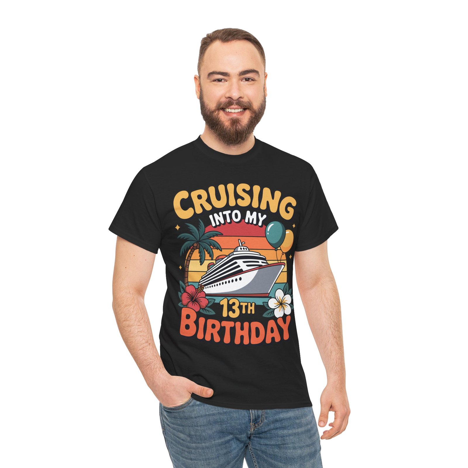 13th Birthday Cruise Shirt | Cruising Into My 13th Birthday Tee 4 13th Birthday Cruise Shirt | Cruising Into My 13th Birthday Tee - Image 4