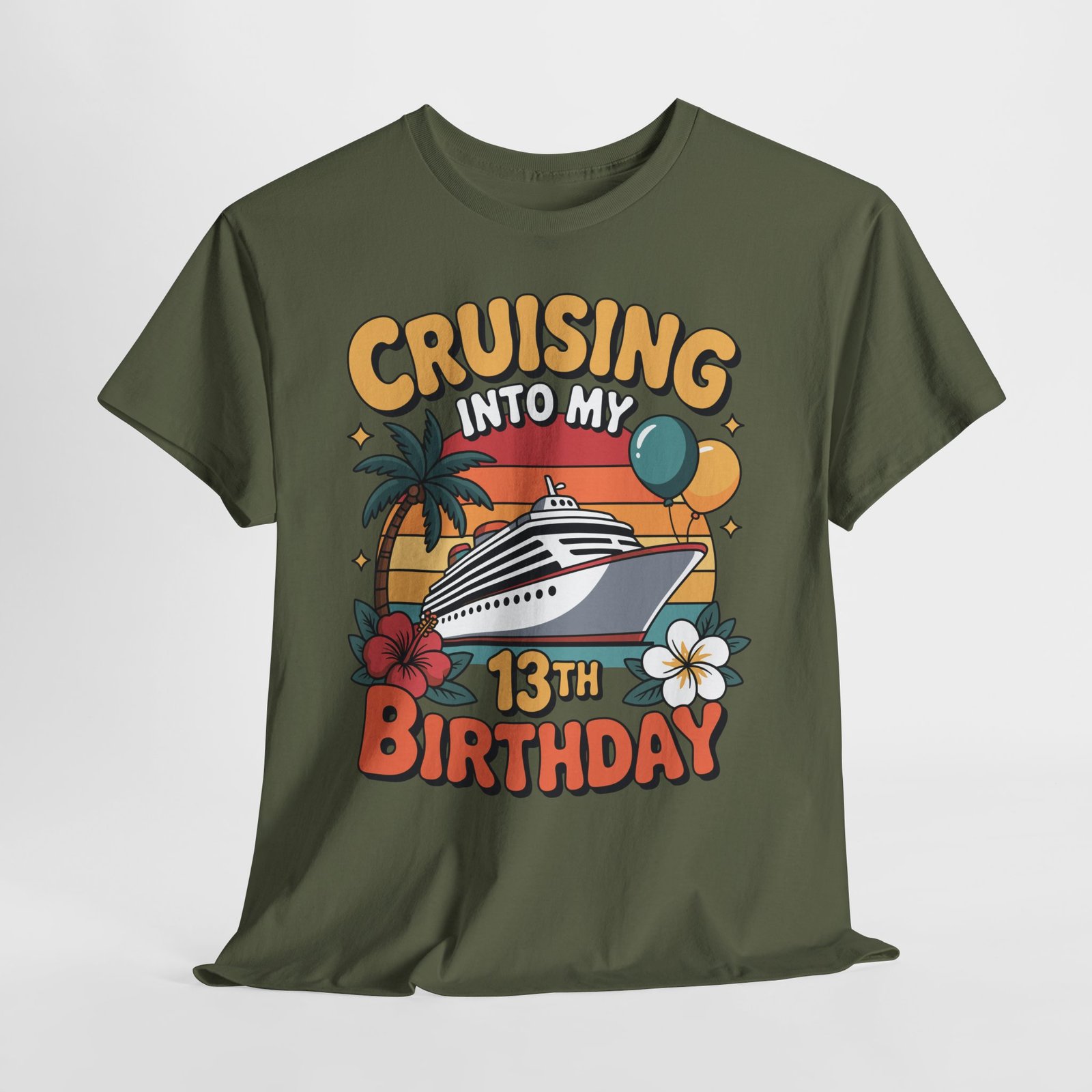 13th Birthday Cruise Shirt | Cruising Into My 13th Birthday Tee 11 13th Birthday Cruise Shirt | Cruising Into My 13th Birthday Tee - Image 11