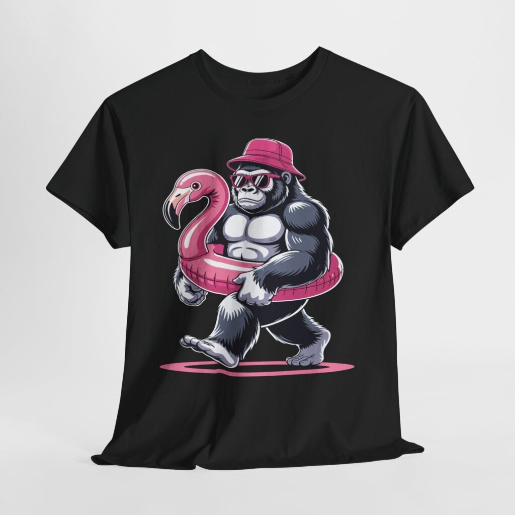 funny gorilla cruise shirt cartoon gorilla with pink flamingo float