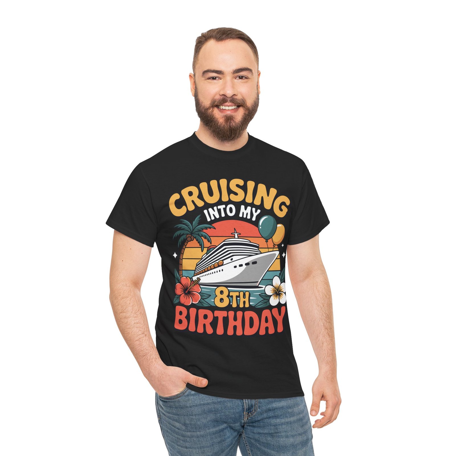 8th Birthday Cruise Shirt – Fun & Adorable Cruising Into My 8th Birthday Tee 4 8th Birthday Cruise Shirt – Fun & Adorable Cruising Into My 8th Birthday Tee - Image 4