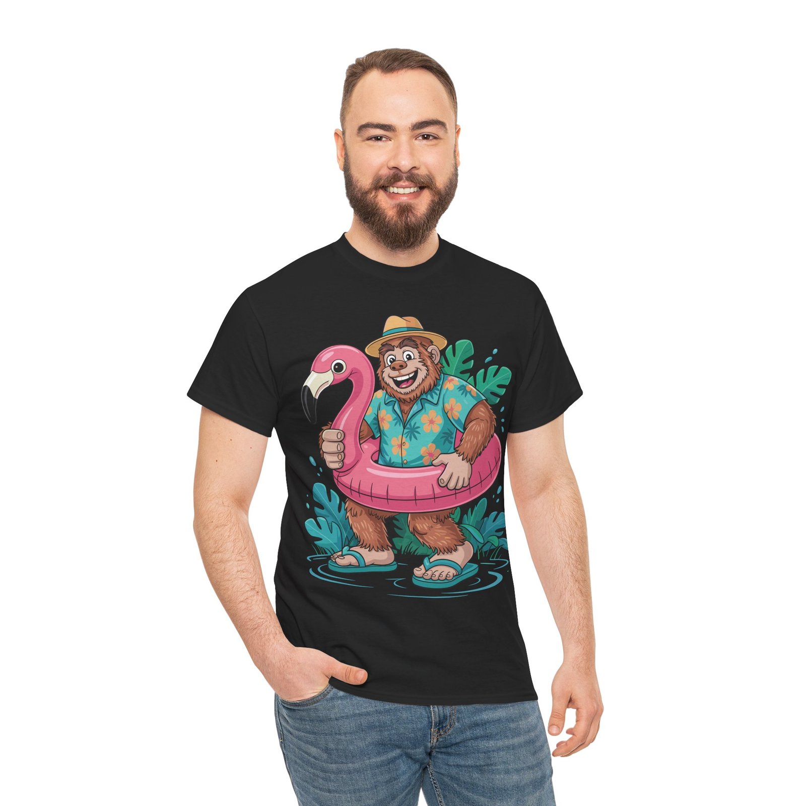 Funny Bigfoot Cruise Shirt Flamingo Float Tropical Vacation Tee 4 Funny Bigfoot Cruise Shirt Flamingo Float Tropical Vacation Tee - Image 4