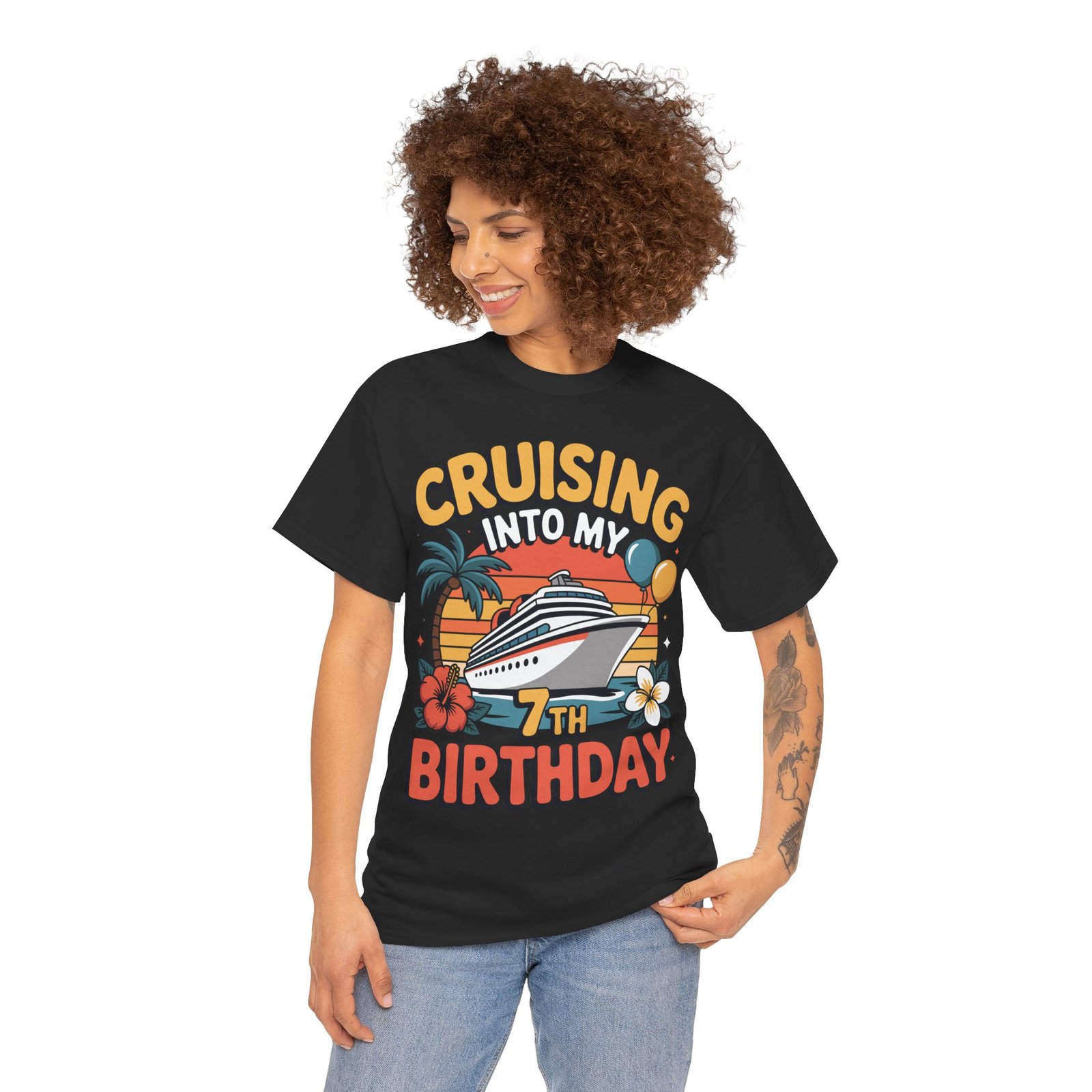 7th Birthday Cruise Shirt – Fun & Adorable Cruising Into My 7th Birthday Tee 3 7th Birthday Cruise Shirt – Fun & Adorable Cruising Into My 7th Birthday Tee - Image 3